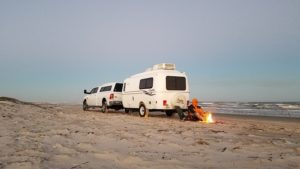 Camping on a deserted beach on Padre Island
